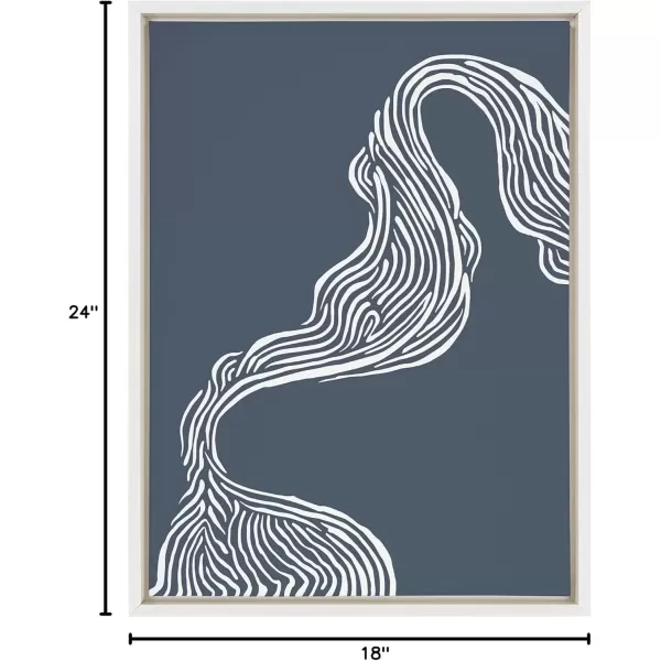 imageKate and Laurel Sylvie Rich Blue Abstract River Framed Canvas Wall Art by The Creative Bunch Studio 23x33 White Blue Water Waves Art for WallWhite