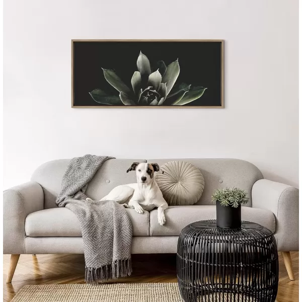 imageKate and Laurel Sylvie Salutation Framed Canvas Wall Art by Emiko and Mark Franzen of F2Images 18x40 Natural Dramatic Dark Botanical Plant Art for WallGold