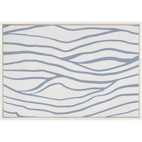 imageKate and Laurel Sylvie Simple Elegant Coastal Waves Abstract Framed Canvas Wall Art by The Creative Bunch Studio 23x33 White Blue Water Waves Art for Wall DecorWhite