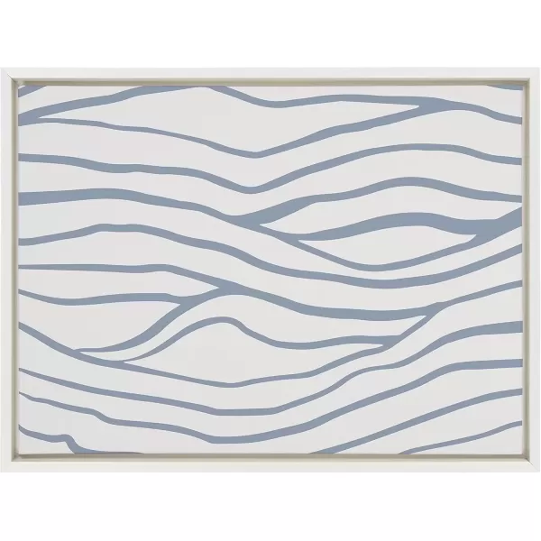 imageKate and Laurel Sylvie Simple Elegant Coastal Waves Abstract Framed Canvas Wall Art by The Creative Bunch Studio 23x33 White Blue Water Waves Art for Wall DecorWhite