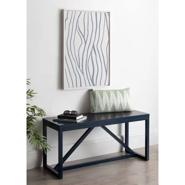 imageKate and Laurel Sylvie Simple Elegant Coastal Waves Abstract Framed Canvas Wall Art by The Creative Bunch Studio 23x33 White Blue Water Waves Art for Wall DecorWhite
