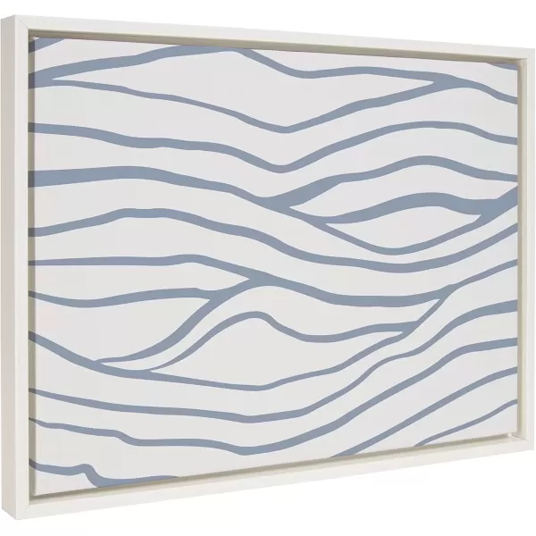 imageKate and Laurel Sylvie Simple Elegant Coastal Waves Abstract Framed Canvas Wall Art by The Creative Bunch Studio 23x33 White Blue Water Waves Art for Wall DecorWhite