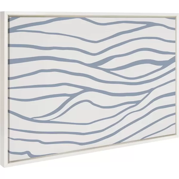 imageKate and Laurel Sylvie Simple Elegant Coastal Waves Abstract Framed Canvas Wall Art by The Creative Bunch Studio 23x33 White Blue Water Waves Art for Wall DecorWhite