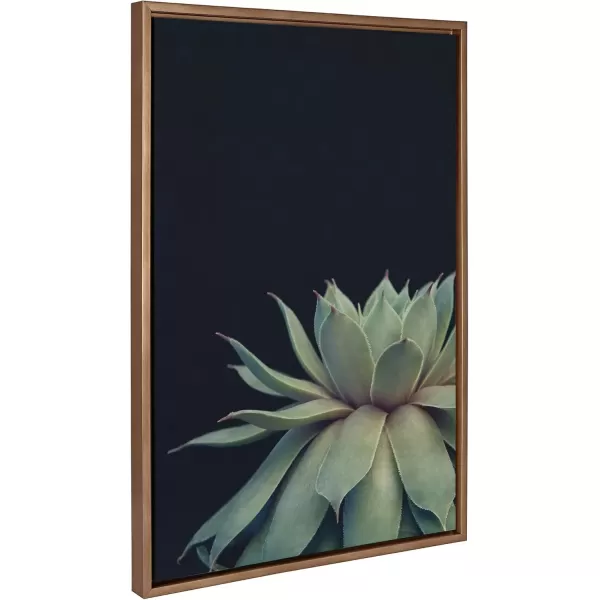 imageKate and Laurel Sylvie Succulent Plant Framed Canvas Wall Art Botanical Green with Black Background 23x33 GoldGold