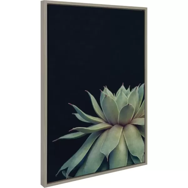 imageKate and Laurel Sylvie Succulent Plant Framed Canvas Wall Art Botanical Green with Black Background 23x33 GoldGray