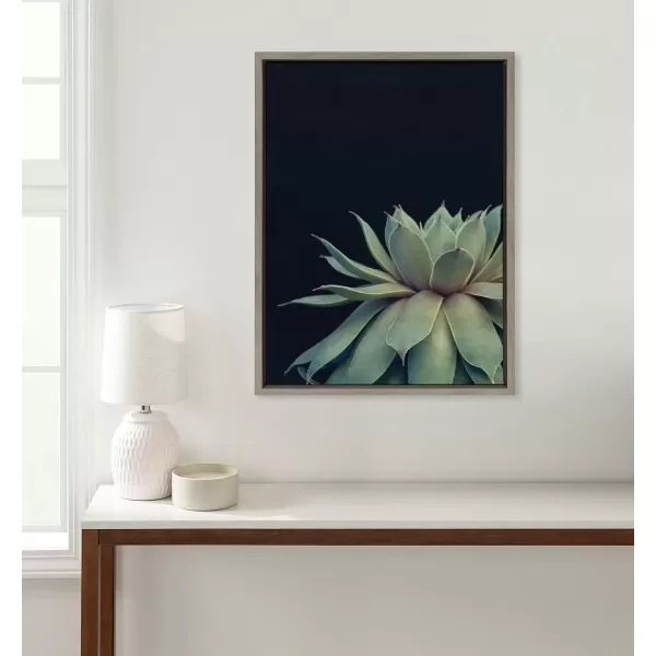 imageKate and Laurel Sylvie Succulent Plant Framed Canvas Wall Art Botanical Green with Black Background 23x33 GoldGray