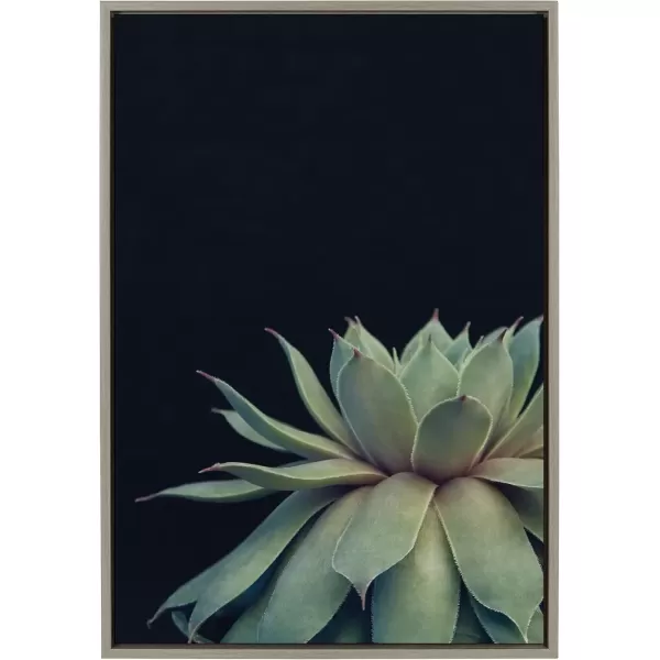imageKate and Laurel Sylvie Succulent Plant Framed Canvas Wall Art Botanical Green with Black Background 23x33 GoldGray