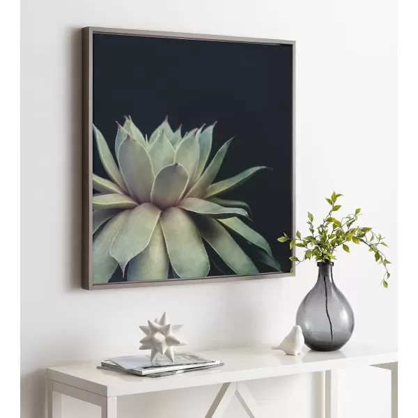 imageKate and Laurel Sylvie Succulent Plant Framed Canvas Wall Art Botanical Green with Black Background 23x33 GoldGray