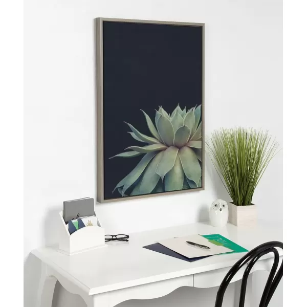 imageKate and Laurel Sylvie Succulent Plant Framed Canvas Wall Art Botanical Green with Black Background 23x33 GoldGray