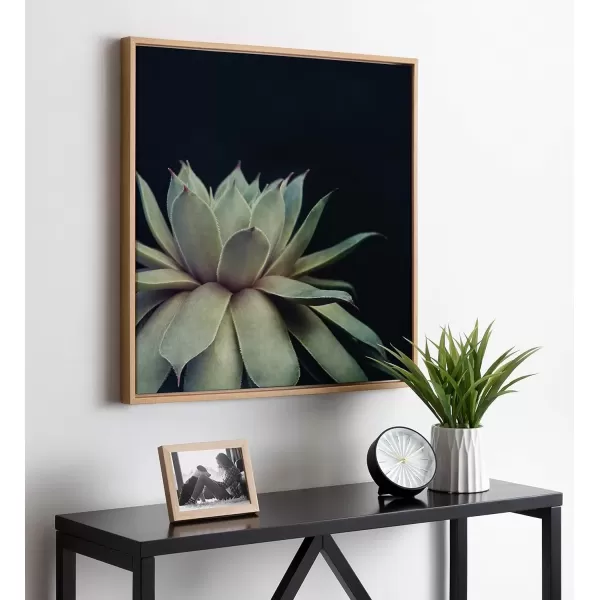 imageKate and Laurel Sylvie Succulent Plant Framed Canvas Wall Art Botanical Green with Black Background 23x33 GoldNatural