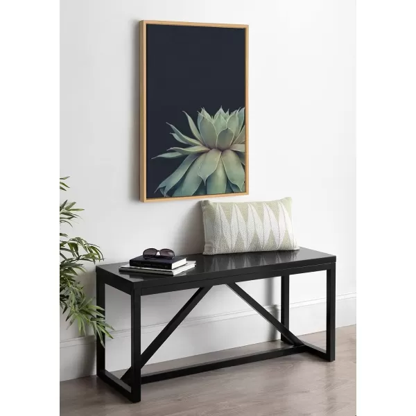imageKate and Laurel Sylvie Succulent Plant Framed Canvas Wall Art Botanical Green with Black Background 23x33 GoldNatural