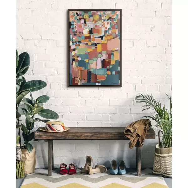 imageKate and Laurel Sylvie Sunset Fiesta Framed Canvas Wall Art by Leah Nadeau 23x33 Natural Decorative Abstract Art Print for WallBrown