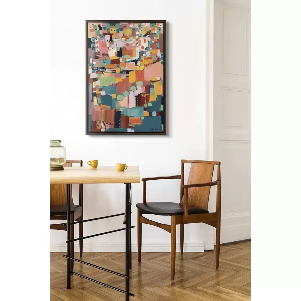 imageKate and Laurel Sylvie Sunset Fiesta Framed Canvas Wall Art by Leah Nadeau 23x33 Natural Decorative Abstract Art Print for WallBrown