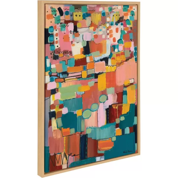 imageKate and Laurel Sylvie Sunset Fiesta Framed Canvas Wall Art by Leah Nadeau 23x33 Natural Decorative Abstract Art Print for WallNatural