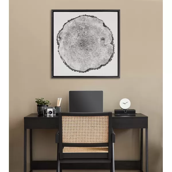 imageKate and Laurel Sylvie Tree Rings Framed Linen Textured Canvas Wall Art by Emiko and Mark Franzen of F2Images 30x30 Natural Decorative Nature Art for WallBlack