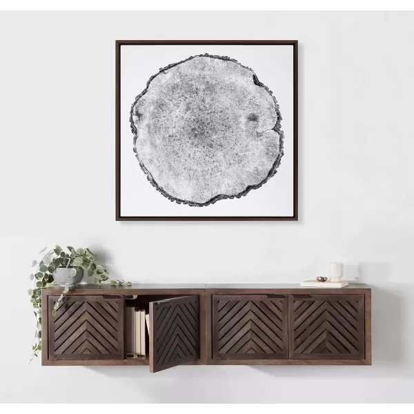 imageKate and Laurel Sylvie Tree Rings Framed Linen Textured Canvas Wall Art by Emiko and Mark Franzen of F2Images 30x30 Natural Decorative Nature Art for WallBrown