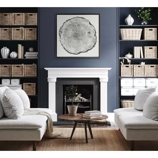imageKate and Laurel Sylvie Tree Rings Framed Linen Textured Canvas Wall Art by Emiko and Mark Franzen of F2Images 30x30 Natural Decorative Nature Art for WallBlack