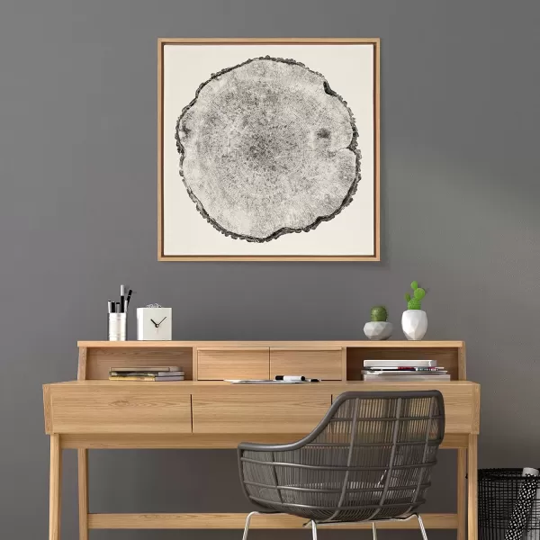 imageKate and Laurel Sylvie Tree Rings Framed Linen Textured Canvas Wall Art by Emiko and Mark Franzen of F2Images 30x30 Natural Decorative Nature Art for WallNatural