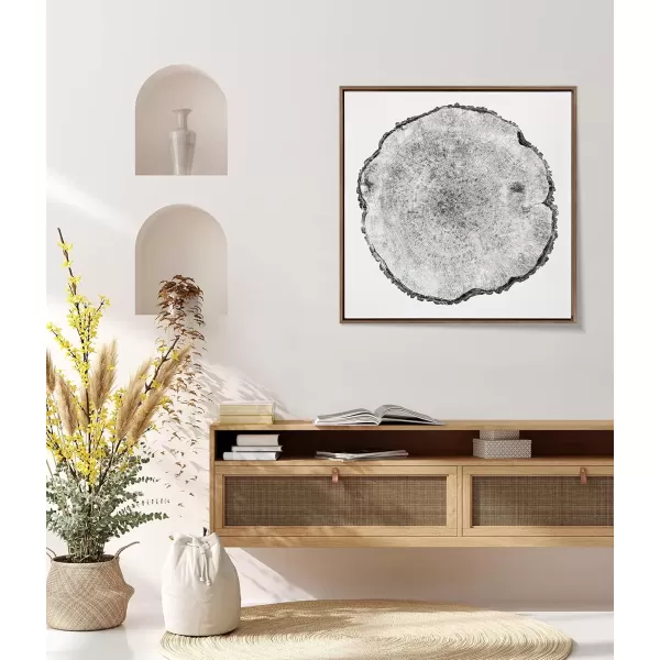 imageKate and Laurel Sylvie Tree Rings Framed Linen Textured Canvas Wall Art by Emiko and Mark Franzen of F2Images 30x30 Natural Decorative Nature Art for WallGold