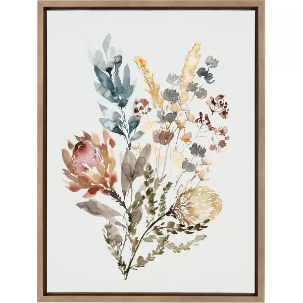 imageKate and Laurel Sylvie Wildflower Bunch Framed Canvas Wall Art by Sara Berrenson 18x24 Natural Floral Accent for WallGold