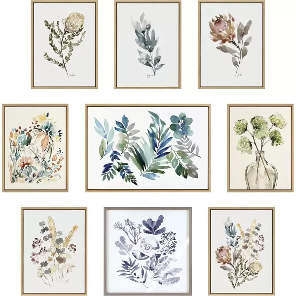 imageKate and Laurel Sylvie Wildflower Bunch Framed Canvas Wall Art by Sara Berrenson 18x24 Natural Floral Accent for WallGold