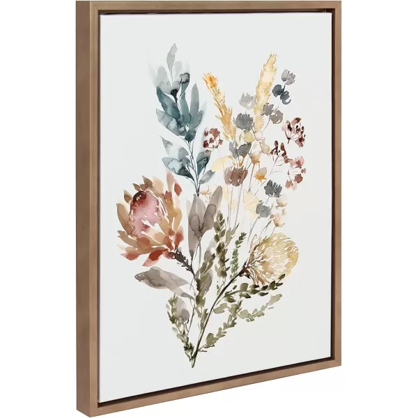 imageKate and Laurel Sylvie Wildflower Bunch Framed Canvas Wall Art by Sara Berrenson 18x24 Natural Floral Accent for WallGold