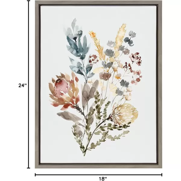 imageKate and Laurel Sylvie Wildflower Bunch Framed Canvas Wall Art by Sara Berrenson 18x24 Natural Floral Accent for WallGray