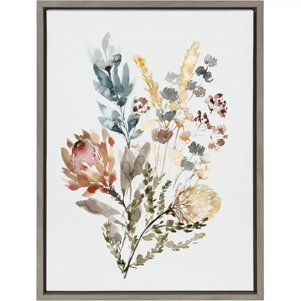 imageKate and Laurel Sylvie Wildflower Bunch Framed Canvas Wall Art by Sara Berrenson 18x24 Natural Floral Accent for WallGray