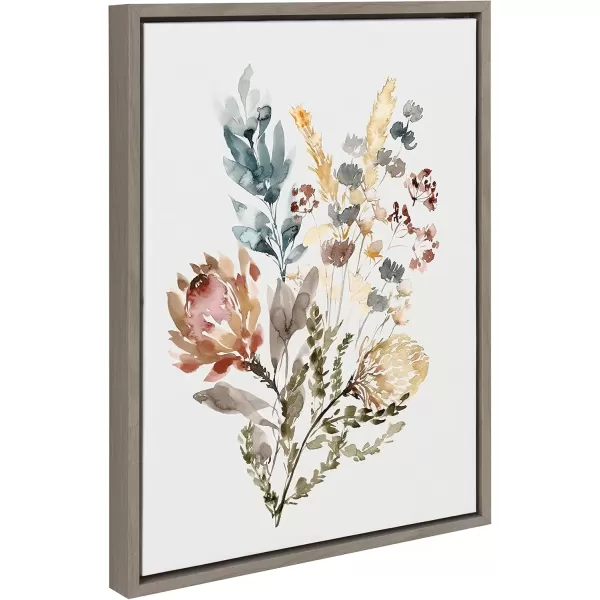 imageKate and Laurel Sylvie Wildflower Bunch Framed Canvas Wall Art by Sara Berrenson 18x24 Natural Floral Accent for WallGray