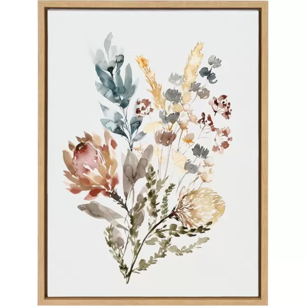 imageKate and Laurel Sylvie Wildflower Bunch Framed Canvas Wall Art by Sara Berrenson 18x24 Natural Floral Accent for WallNatural