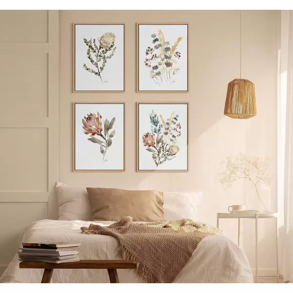 imageKate and Laurel Sylvie Wildflower Bunch Framed Canvas Wall Art by Sara Berrenson 18x24 Natural Floral Accent for WallNatural