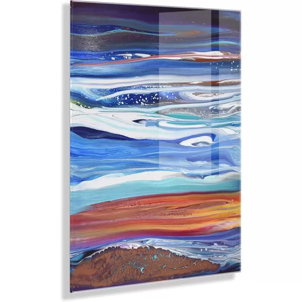 imageKate and Laurel x Xizhou Xie Collaboration Coastal Currents Frameless Floating Acrylic Art 23x31 Modern Abstract Bright Landscape Art for Wall