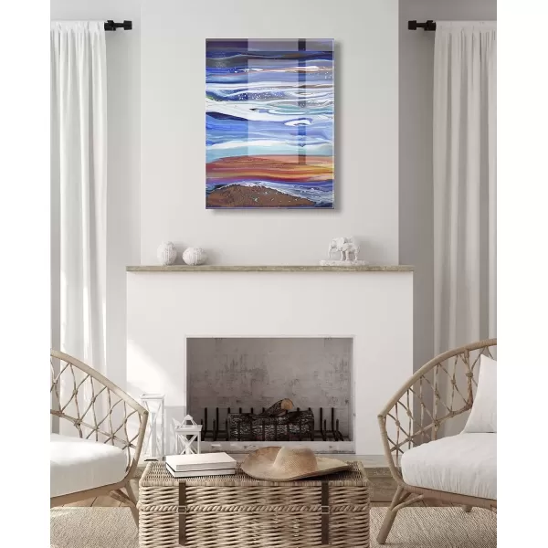 imageKate and Laurel x Xizhou Xie Collaboration Coastal Currents Frameless Floating Acrylic Art 23x31 Modern Abstract Bright Landscape Art for Wall