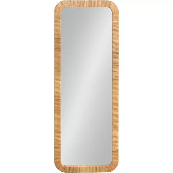 imageKate and Laurel Rahfy Boho Rectangle Rattan Wall Mirror 18 x 48 Natural Wood Decorative Rounded Rectangular FullLength Mirror with Authentic Rattan Frame for Bedroom Floor Mirror