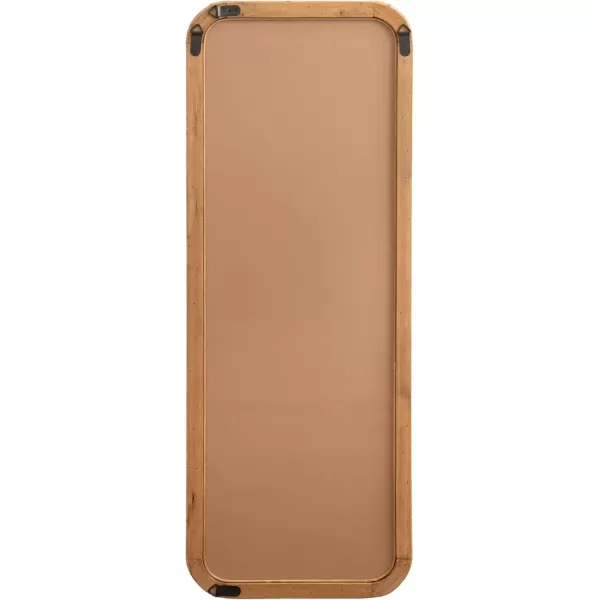 imageKate and Laurel Rahfy Boho Rectangle Rattan Wall Mirror 18 x 48 Natural Wood Decorative Rounded Rectangular FullLength Mirror with Authentic Rattan Frame for Bedroom Floor Mirror
