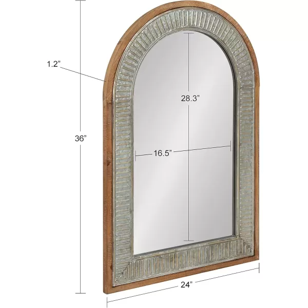 imageKate and Laurel Deely Rustic Wood and Metal Framed Arch Mirror 24 x 36 Farmhouse Decorative Mirror for Wall
