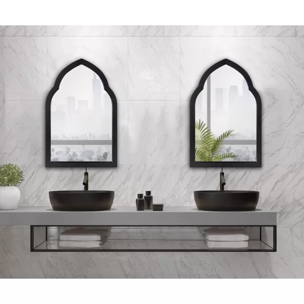 imageKate and Laurel Eileen Framed Arch Mirror 20quot x 30quot Gold Modern Arched Bathroom Vanity MirrorBlack