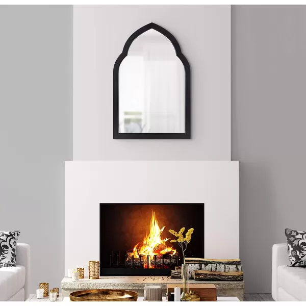 imageKate and Laurel Eileen Framed Arch Mirror 20quot x 30quot Gold Modern Arched Bathroom Vanity MirrorBlack