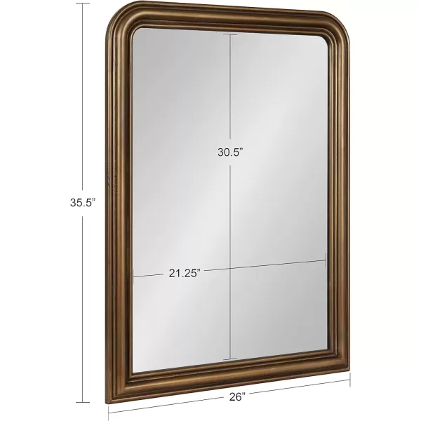 imageKate and Laurel Kinsman Traditional Rounded Arched Wall Mirror 26 x 36 Gold Decorative Contemporary Tall Wood Mirror with Radius Corners for Vertical or Horizontal DisplayGold