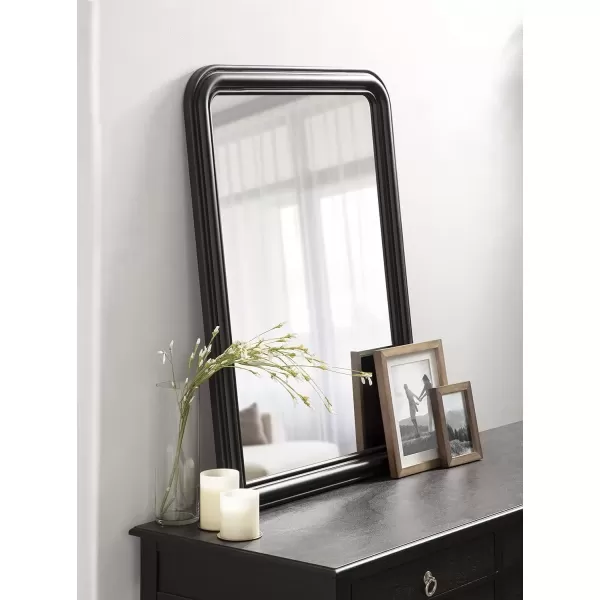 imageKate and Laurel Kinsman Traditional Rounded Arched Wall Mirror 26 x 36 Gold Decorative Contemporary Tall Wood Mirror with Radius Corners for Vertical or Horizontal DisplayBlack