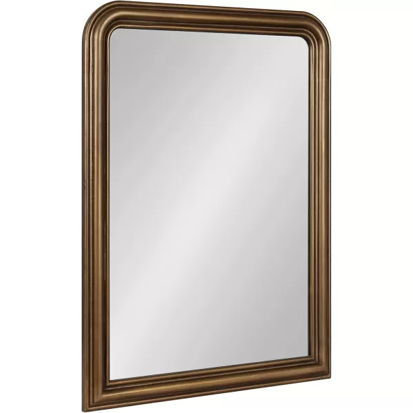 imageKate and Laurel Kinsman Traditional Rounded Arched Wall Mirror 26 x 36 Gold Decorative Contemporary Tall Wood Mirror with Radius Corners for Vertical or Horizontal DisplayGold