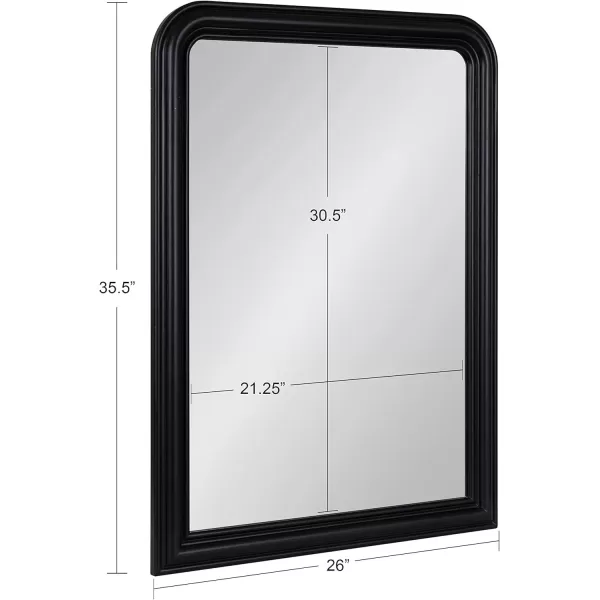 imageKate and Laurel Kinsman Traditional Rounded Arched Wall Mirror 26 x 36 Gold Decorative Contemporary Tall Wood Mirror with Radius Corners for Vertical or Horizontal DisplayBlack