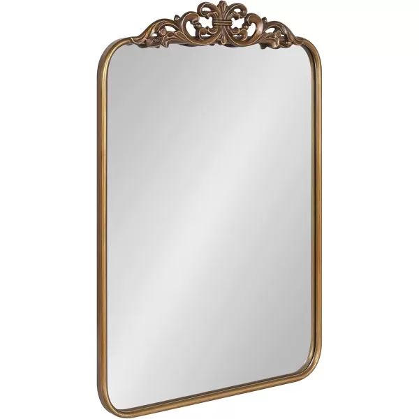 imageKate and Laurel Laubry Vintage Ornate Round Rectangle Mirror with Slim Frame Resin Crown and Soft Curvature 20x30 SilverGold