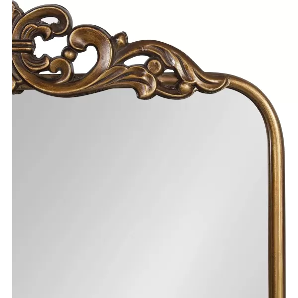 imageKate and Laurel Laubry Vintage Ornate Round Rectangle Mirror with Slim Frame Resin Crown and Soft Curvature 20x30 SilverGold