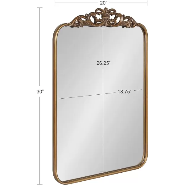 imageKate and Laurel Laubry Vintage Ornate Round Rectangle Mirror with Slim Frame Resin Crown and Soft Curvature 20x30 SilverGold