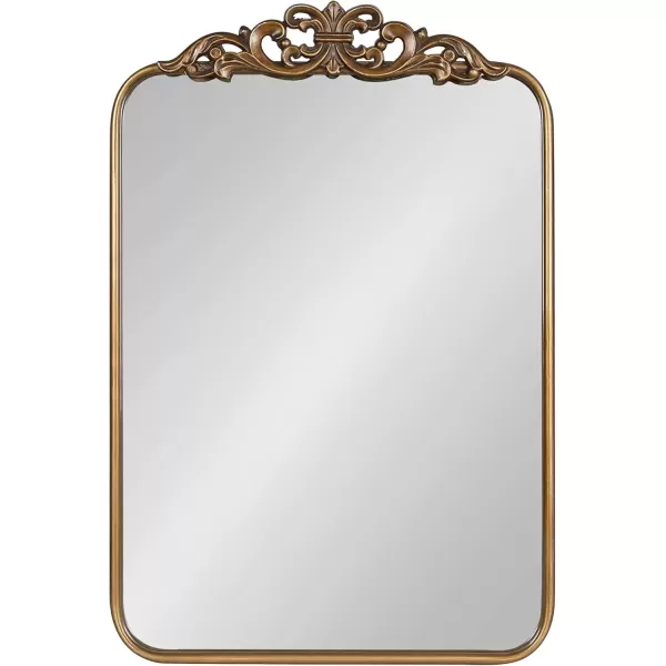 imageKate and Laurel Laubry Vintage Ornate Round Rectangle Mirror with Slim Frame Resin Crown and Soft Curvature 20x30 SilverGold