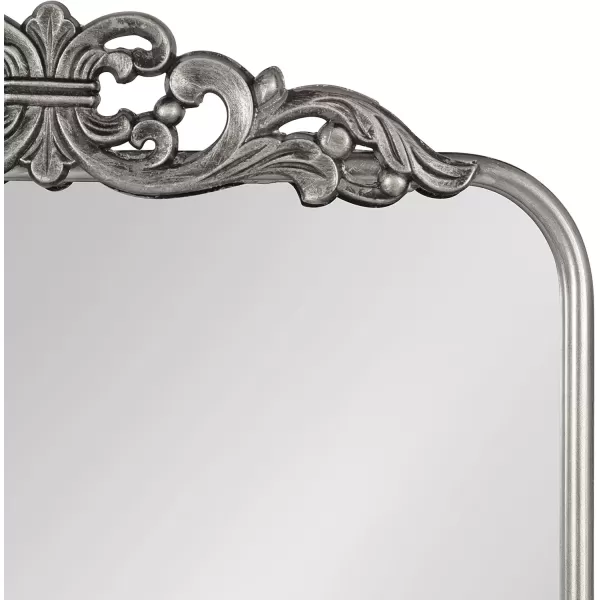 imageKate and Laurel Laubry Vintage Ornate Round Rectangle Mirror with Slim Frame Resin Crown and Soft Curvature 20x30 SilverSilver