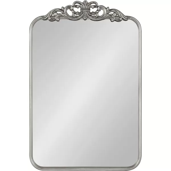 imageKate and Laurel Laubry Vintage Ornate Round Rectangle Mirror with Slim Frame Resin Crown and Soft Curvature 20x30 SilverSilver