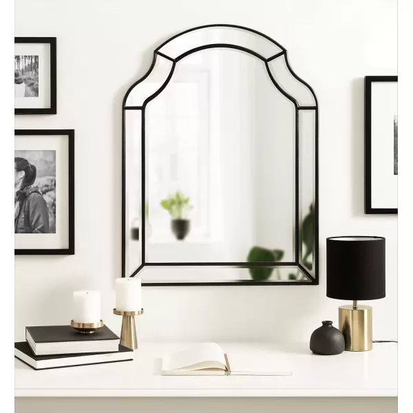 imageKate and Laurel Pinchot Glam Arched Wall Mirror 24 x 32 Gold Sophisticated Scalloped Arch Mirror for Wall Decor with Overlay and Dimensional DesignBlack