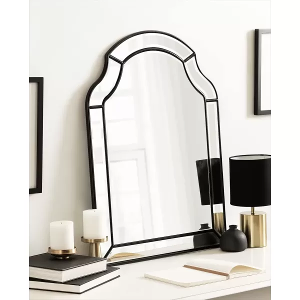 imageKate and Laurel Pinchot Glam Arched Wall Mirror 24 x 32 Gold Sophisticated Scalloped Arch Mirror for Wall Decor with Overlay and Dimensional DesignBlack